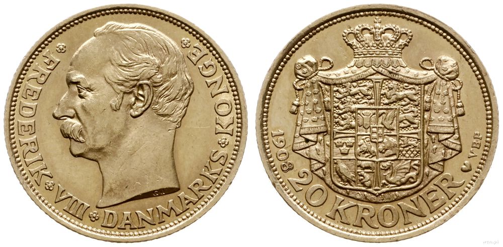 Dania, 20 koron, 1908