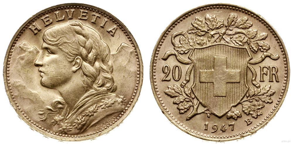 Szwajcaria, 20 franków, 1947