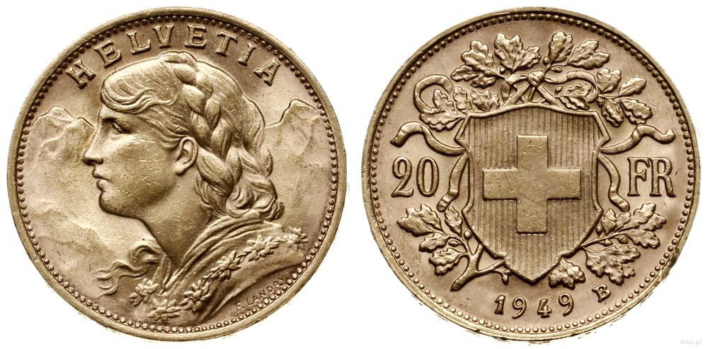 Szwajcaria, 20 franków, 1949