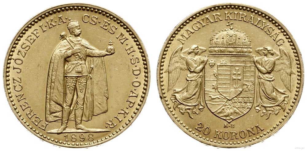 Węgry, 20 koron, 1898 KB