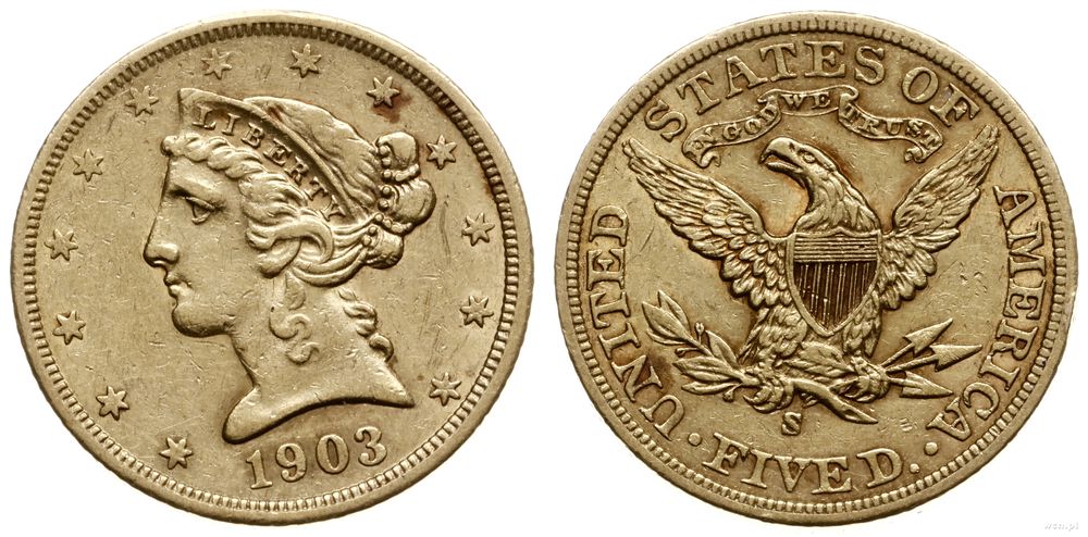 Stany Zjednoczone Ameryki (USA), 5 dolarów, 1903 S