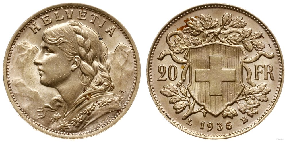 Szwajcaria, 20 franków, 1935 L-B