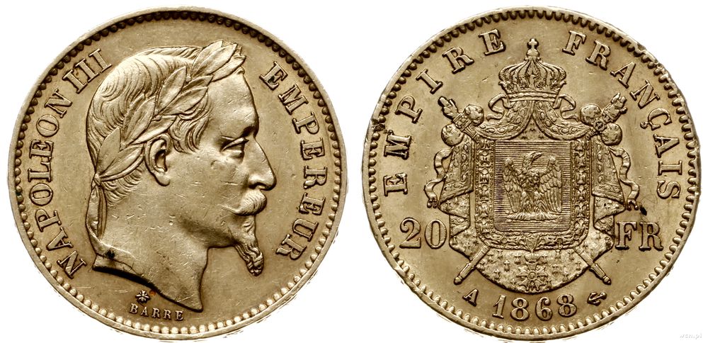 Francja, 20 franków, 1868 / A