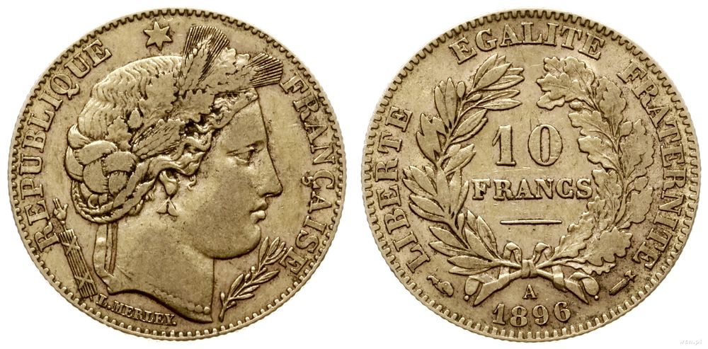 Francja, 10 franków, 1896 / A