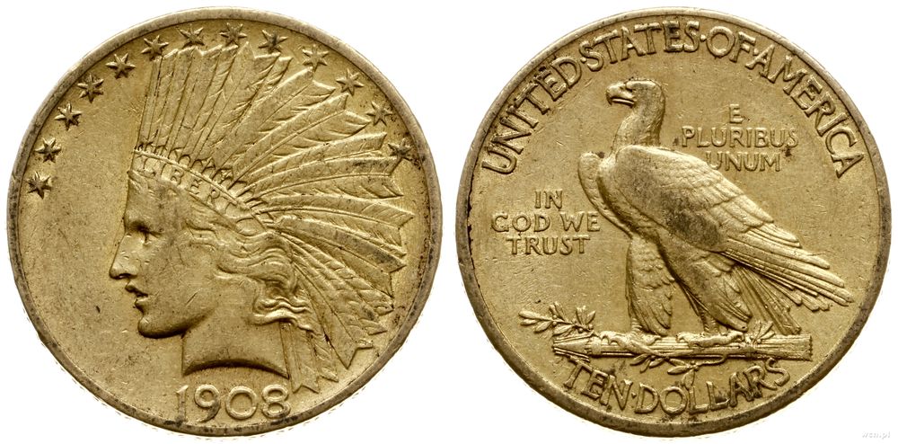 Stany Zjednoczone Ameryki (USA), 10 dolarów, 1908