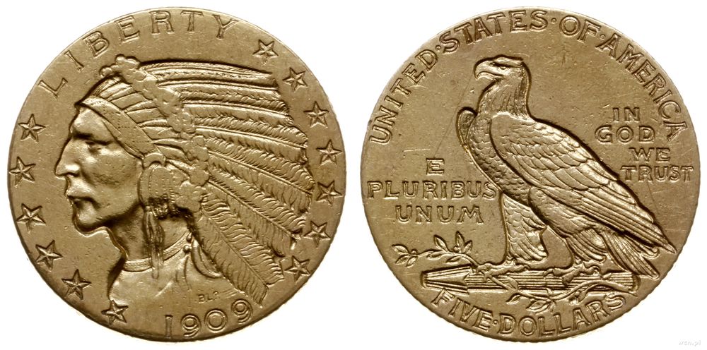 Stany Zjednoczone Ameryki (USA), 5 dolarów, 1909