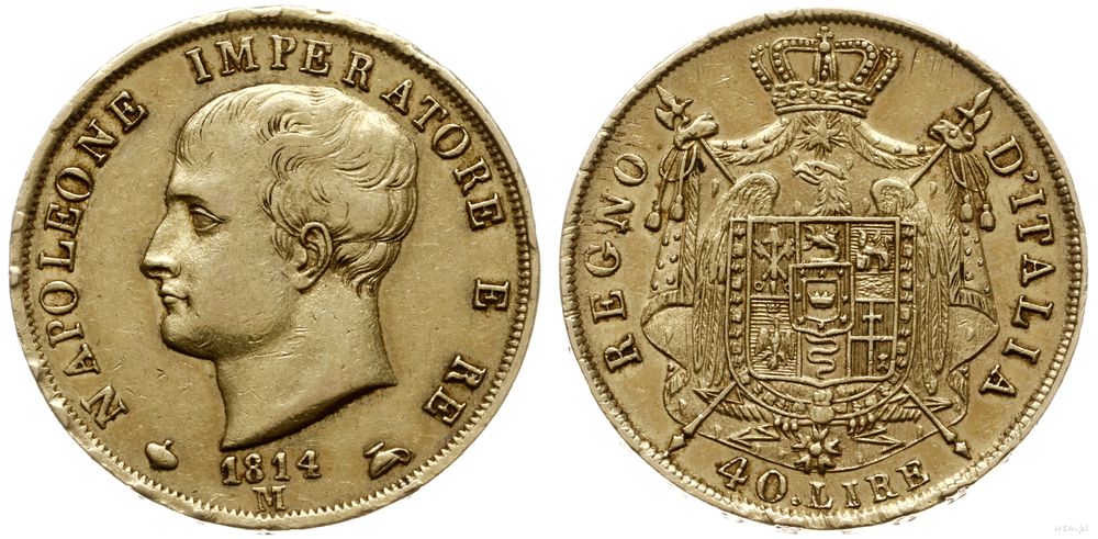 Włochy, 40 lirów, 1814 M