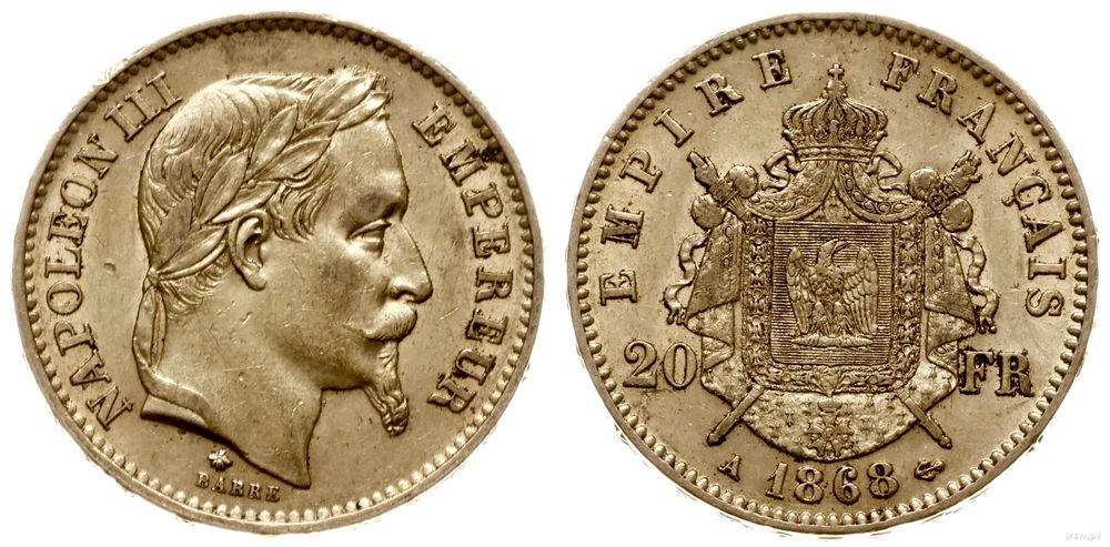 Francja, 20 franków, 1868 A