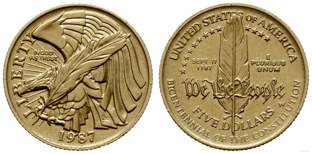 Stany Zjednoczone Ameryki (USA), 5 dolarów, 1987 W