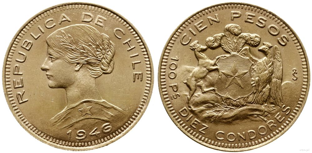 Chile, 100 peso = 10 condores, 1946
