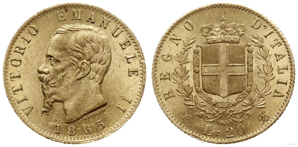 Włochy, 20 lirów, 1865