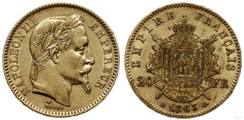 Francja, 20 franków, 1863/BB