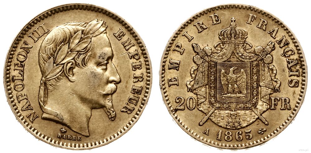 Francja, 20 franków, 1865 A