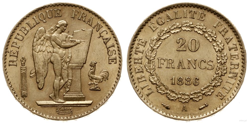Francja, 20 franków, 1886 A