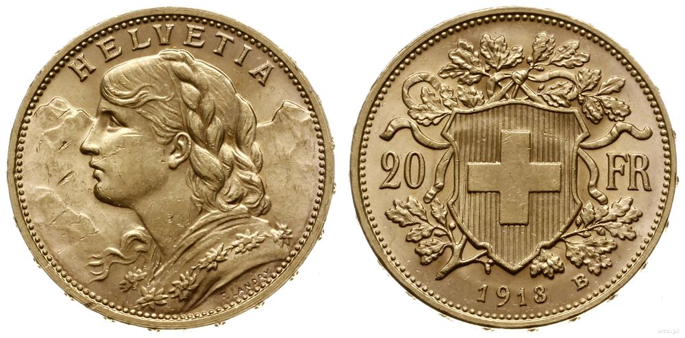 Szwajcaria, 20 franków, 1913 B