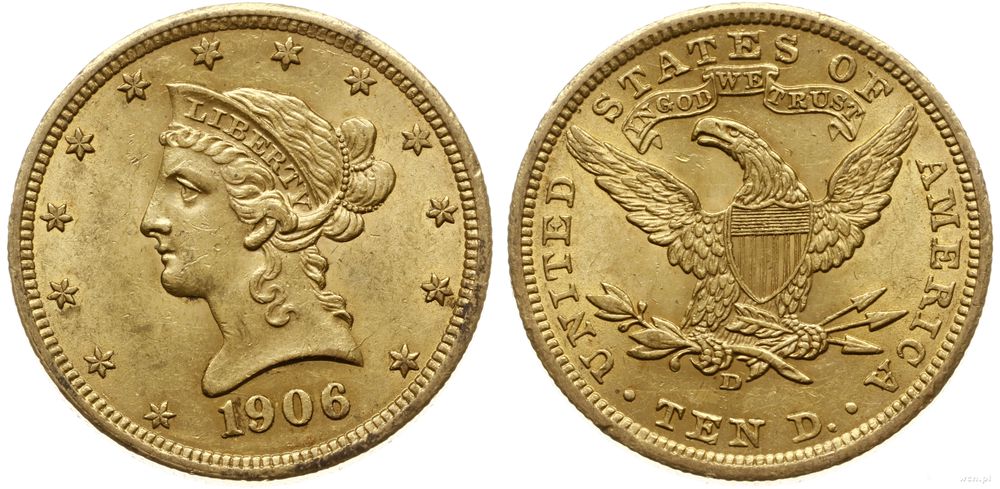 Stany Zjednoczone Ameryki (USA), 10 dolarów, 1906 D