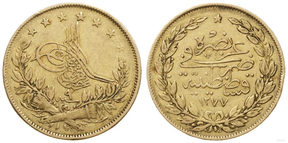 Turcja, 100 kurusz / kurush, AH 1277/rok 1 (AD 1861)