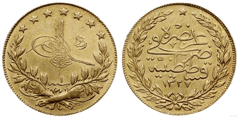 Turcja, 100 piastrów, AH 1327 (AD 1909)