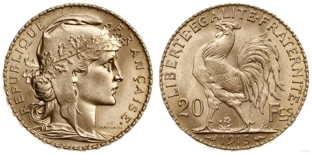 Francja, 20 franków, 1913 B