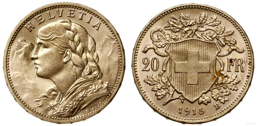 Szwajcaria, 20 franków, 1915 B