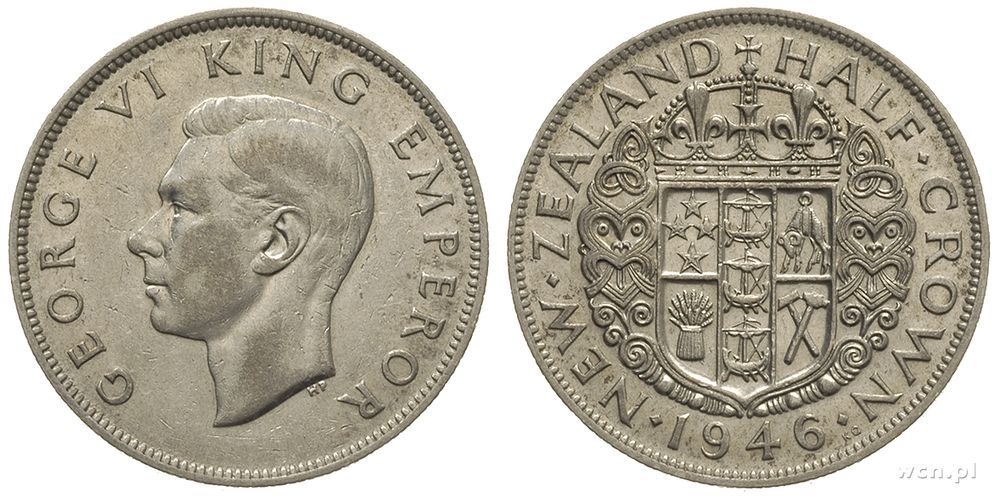 Nowa Zelandia, 1/2 korony, 1946