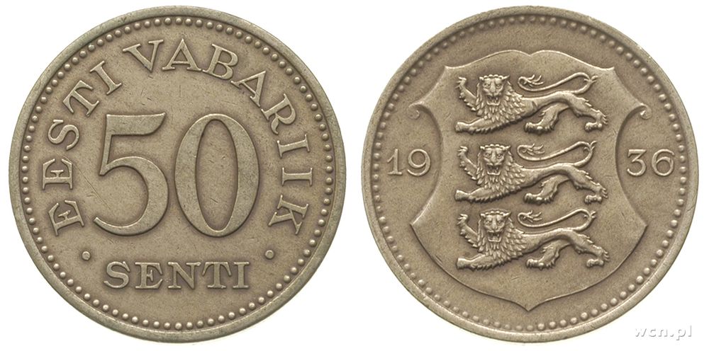 Estonia, 50 centów, 1936