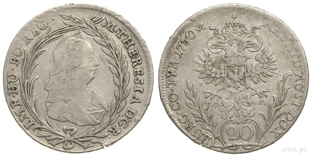 Austria, 20 krajcarów, 1780/VC-S