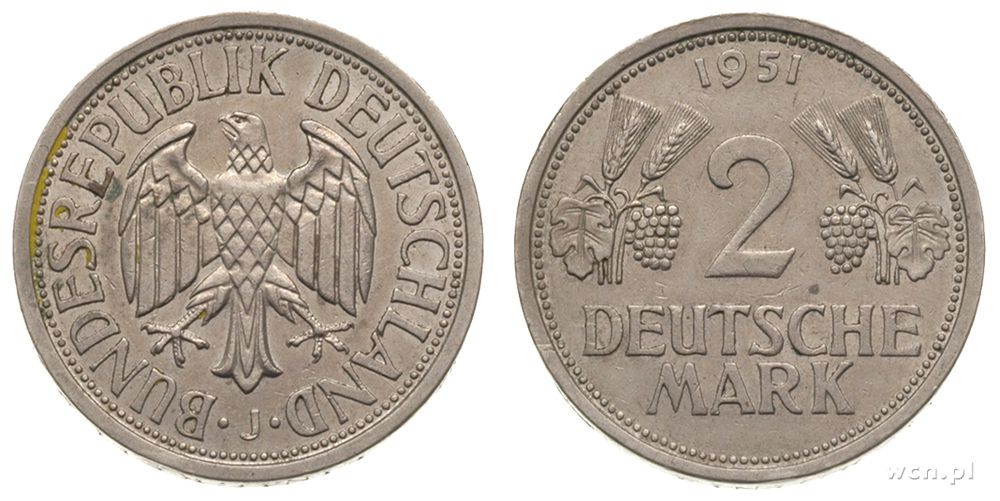 Niemcy, 2 marki, 1951/J