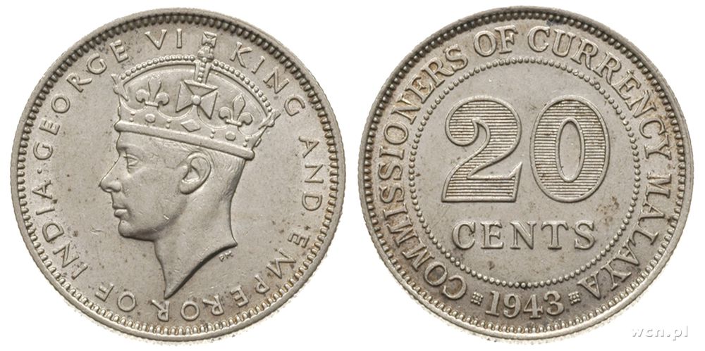 Malezja, 20 centów, 1943