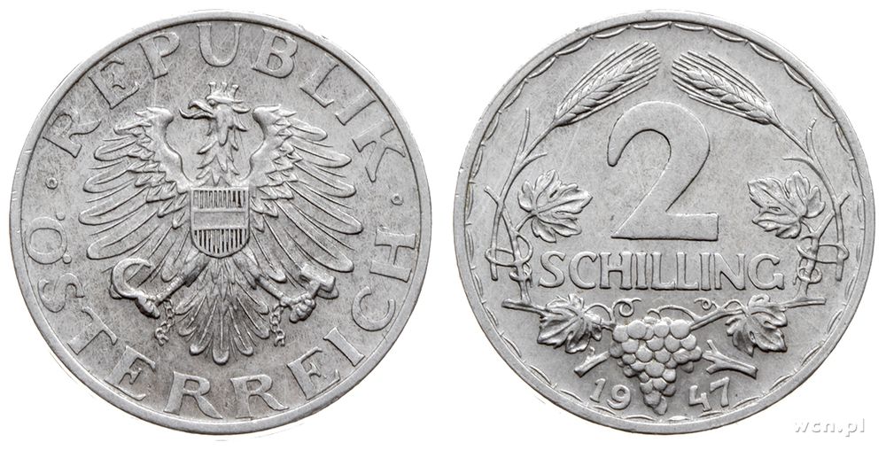 Austria, 2 szylingi, 1947