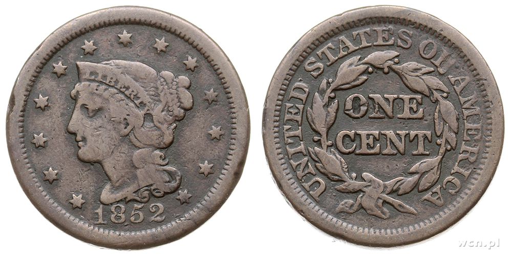 USA, 1 cent, 1852