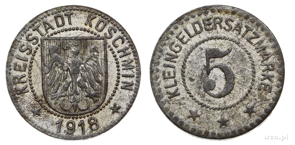 Monety zastępcze, 5 fenigów, 1918