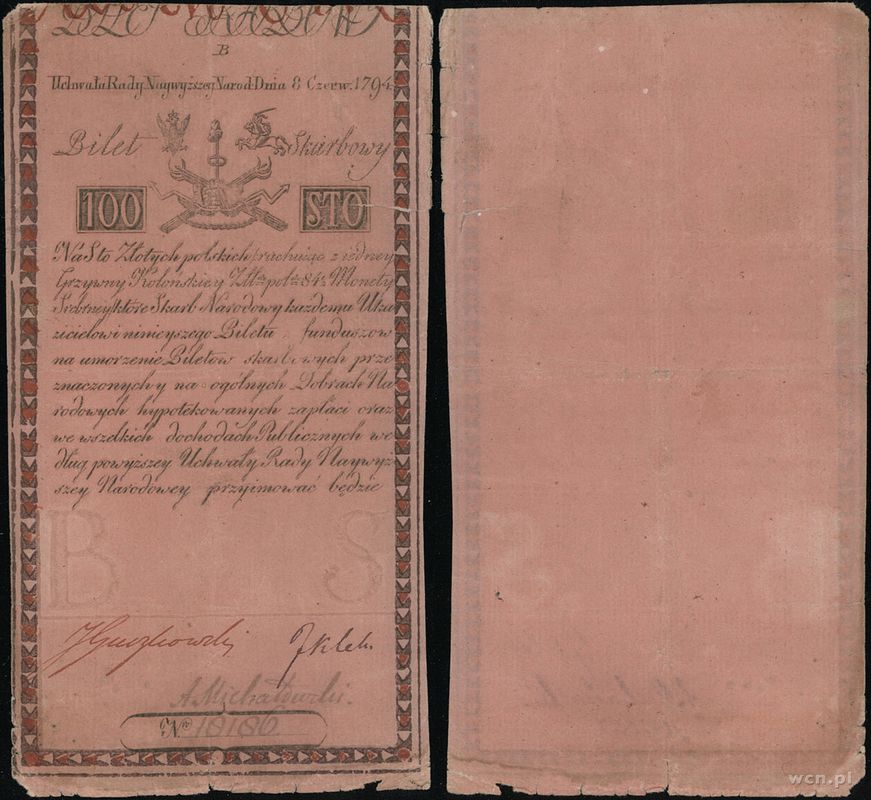 Polska, 100 złotych polskich, 8.06.1794