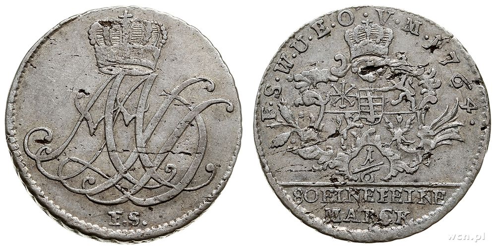 Niemcy, 1/6 talara (1/8 talara konwencyjnego), 1764/E.S.