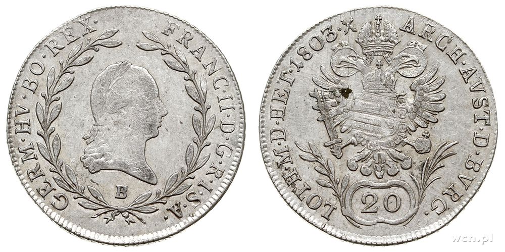 Austria, 20 krajcarów, 1803/B
