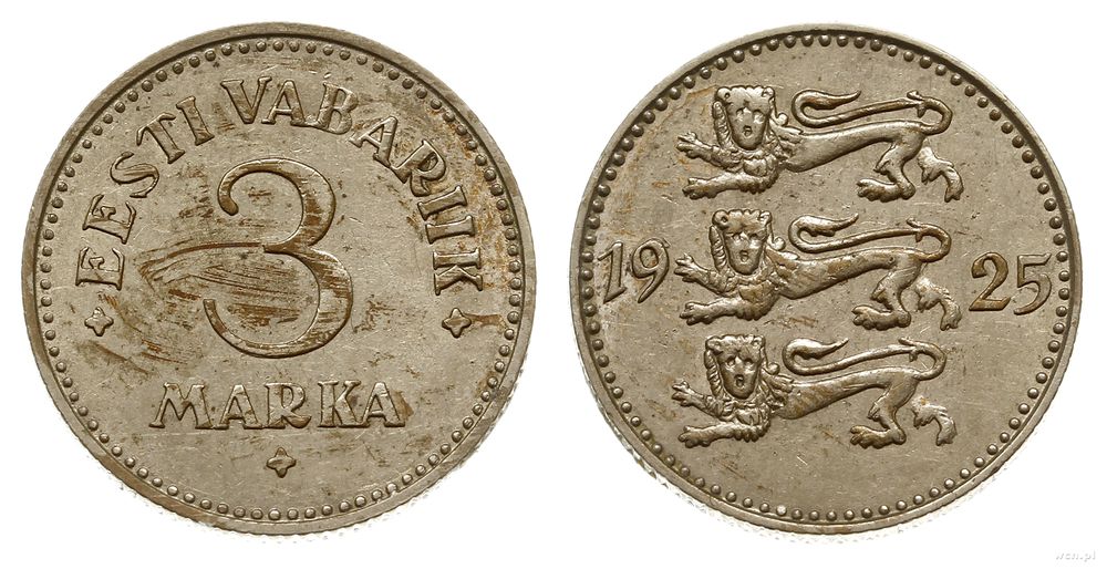Estonia, 3 marki, 1925