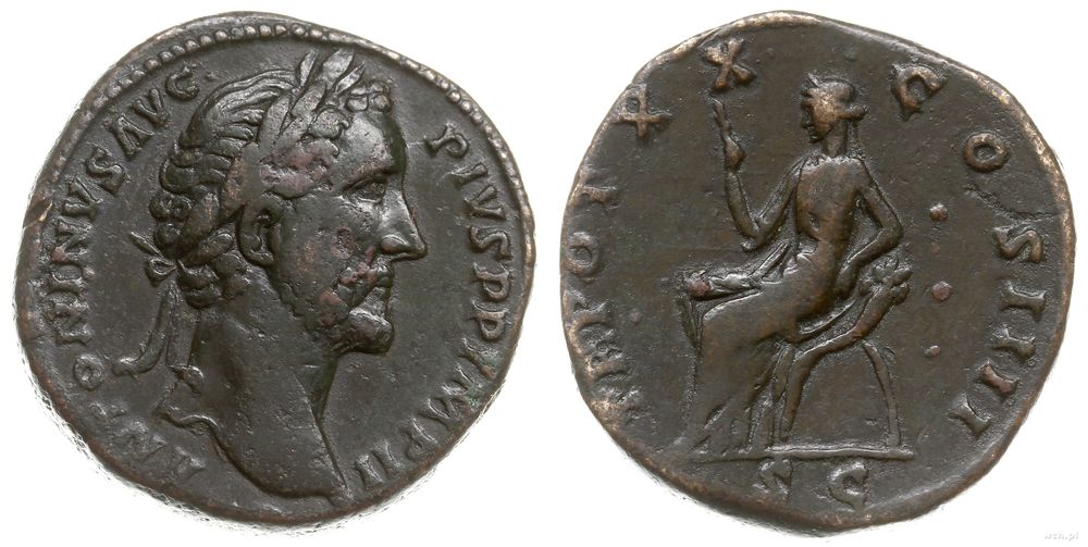 Cesarstwo Rzymskie, sestercja, 156-157