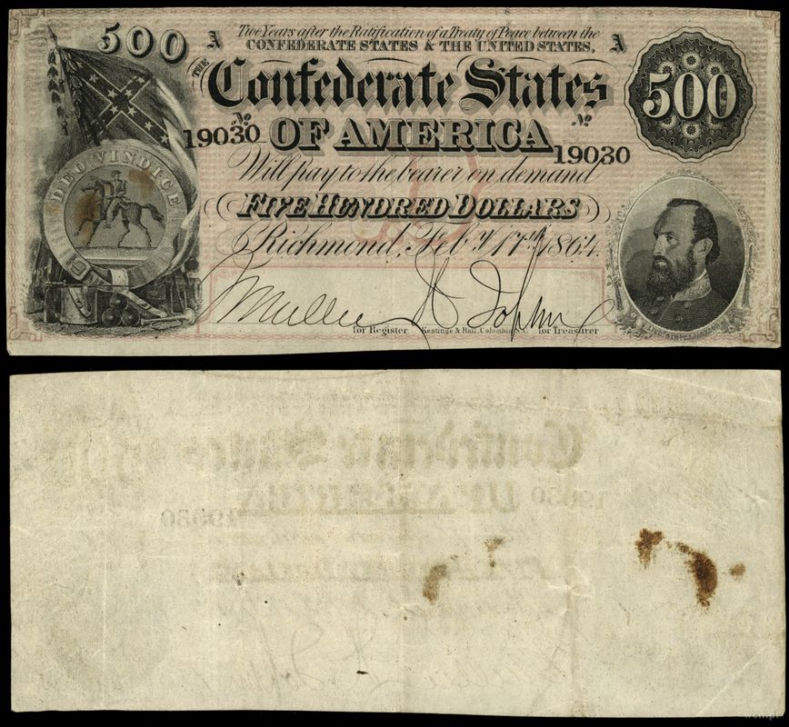 Stany Zjednoczone Ameryki (USA), 500 dolarów, 17.02.1864