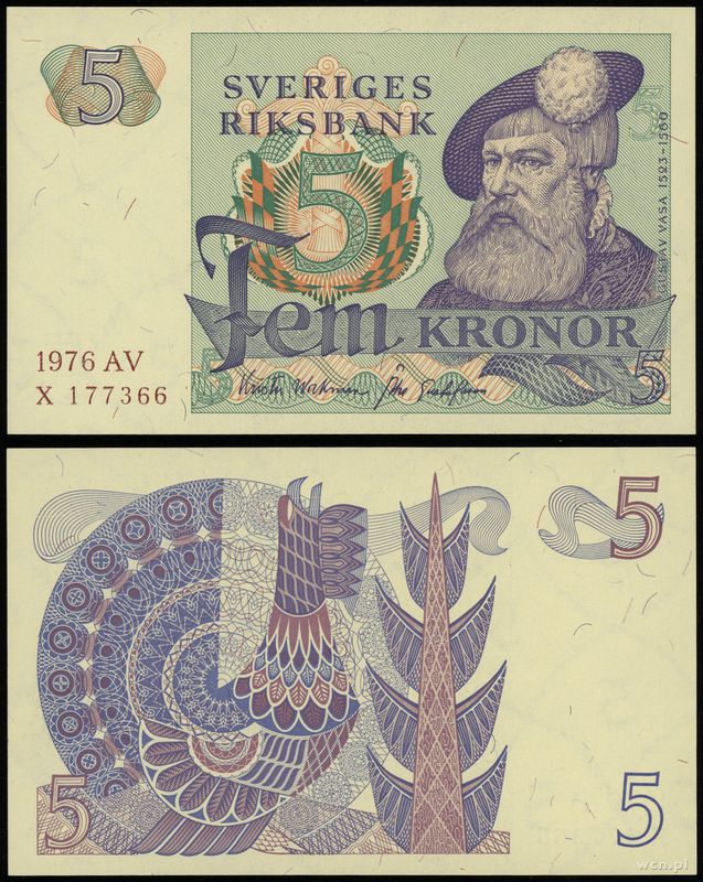Szwecja, 5 kronor, 1974