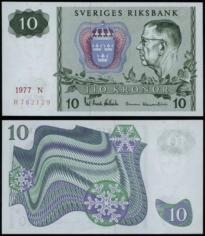 Szwecja, 10 kronor, 1977