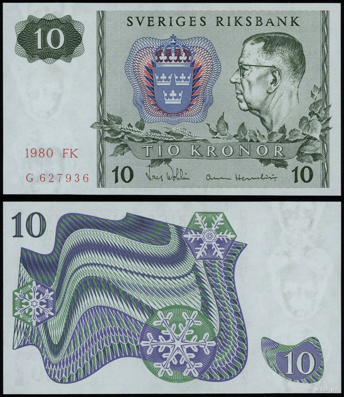 Szwecja, 10 kronor, 1980