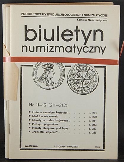 Biuletyn Numizmatyczny, zeszyty nr 1-12/1985