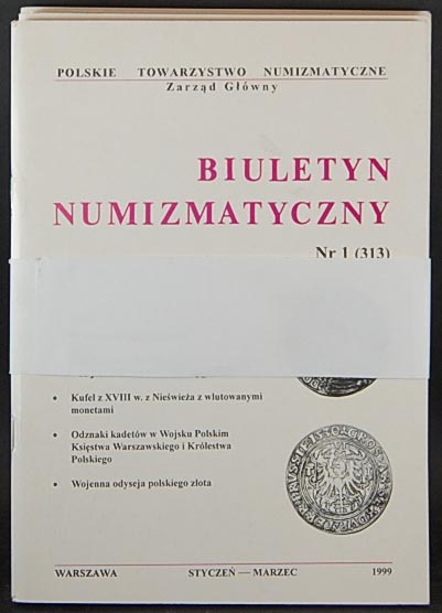 Biuletyn Numizmatyczny 1999, komplet, numery 1-4 w czterech zeszytach, opr..