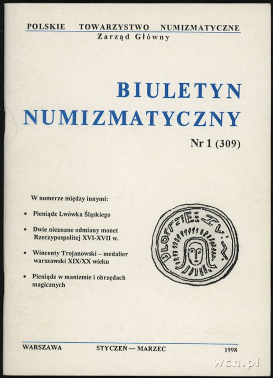 Biuletyn Numizmatyczny, zeszyt nr 1/1998 (309)
