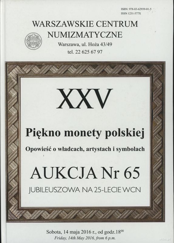 literatura numizmatyczna, Katalog aukcyjny 65. aukcji WCN: Witold Garbaczewski – Piękno monety polsk..