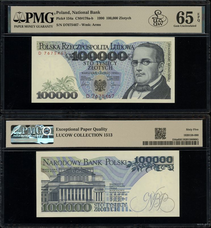 Polska, 100.000 złotych, 1.02.1990