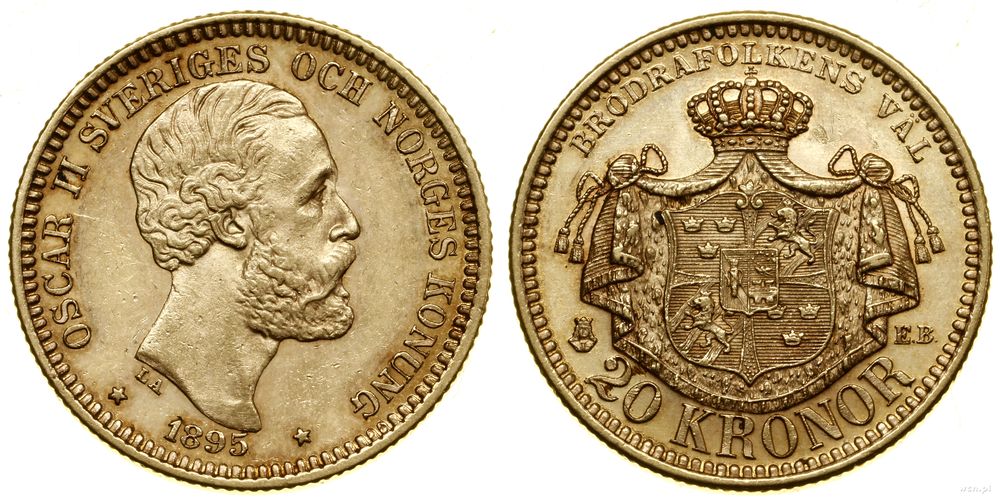 Szwecja, 20 koron, 1895 EB
