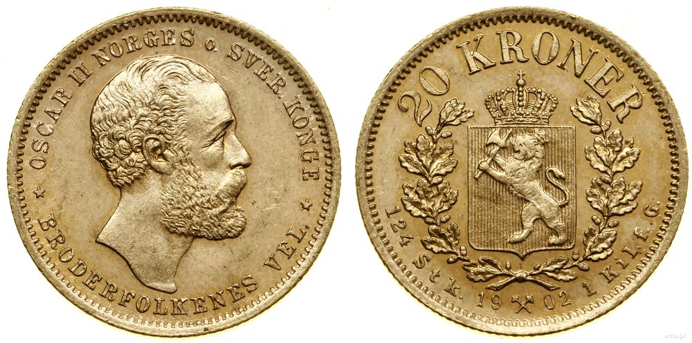Norwegia, 20 koron, 1902