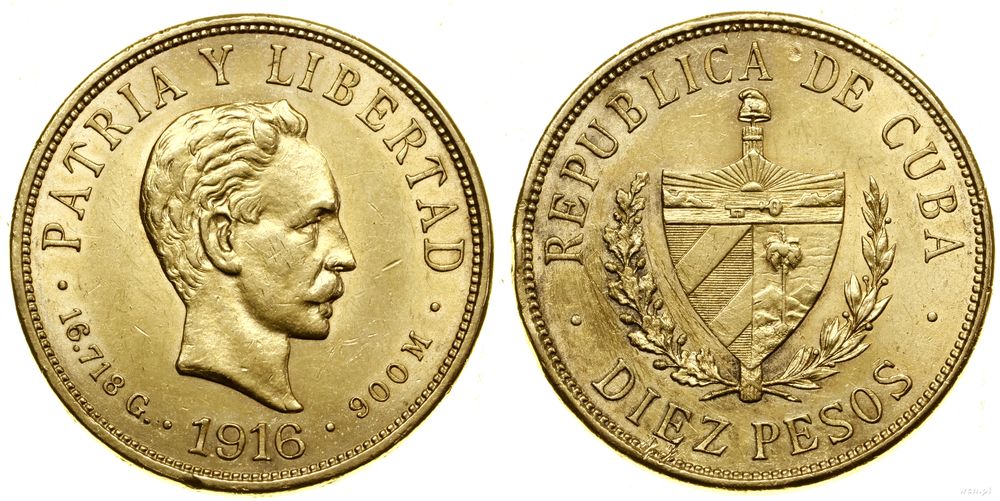 Kuba, 10 peso, 1916