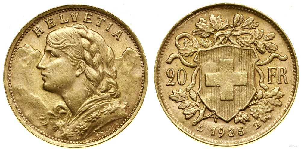 Szwajcaria, 20 franków, 1935 L-B